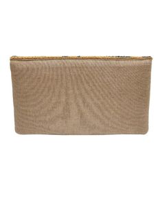 This beaded clutch also has a chain strap to wear as a crossbody. The beautiful beaded detail adds elegance and fun to any outfit. 10"x6" Embellished Clutch For Everyday Use, Beaded Beige Clutch Evening Bag, Beige Beaded Clutch Evening Bag, Beaded Beige Clutch For Events, Beige Beaded Clutch For Events, Chic Beaded Beige Clutch, Gold Beaded Rectangular Clutch, Beige Pouch Clutch With Gold-tone Hardware, Gold Rectangular Beaded Clutch