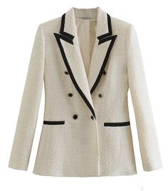 MING SUITS Women's Elegant Stylish Fashion Office Professional Woven Plaid Ivory White & Black Blazer Jacket Womens Blazer Coat, Black White Blazer, Casual Professional, Ladies Blazer, Y2k Aesthetic Outfits, Professional Fashion, Casual Blazer, Tweed Blazer, Stylish Fashion