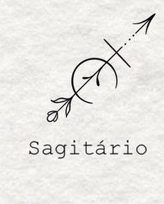 the word sagitario written in cursive writing with an arrow on it