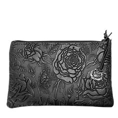 Oberon Design Leather 6 inch Zipper Pouch Checkbook Covers, Leather Coasters, Rose Shop, Fold Wallet, Handbag Outlet, Carrier Bag, Wild Roses, Saturated Color, Iphone Wallet