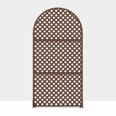 an arched iron screen with lattice design on the sides and bottom, shown in brown