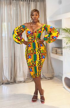 African print dress to wear to wear to an African party African Print 2 Piece Set, Sepedi Traditional Dresses, African Evening Dresses, Wrap Over Dress, Wedding Fits, African Attire Dresses, African Print Dress Designs