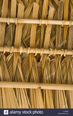 close up view of bamboo sticks and ropes