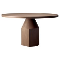 a round table with a wooden base on an isolated white background for use as a centerpiece