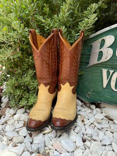 Tony Lama vintage brown and beige wing toed boots. In good condition but do have a little wear on the heels. Size 4 1/2 B 10" Heel to toe 3 1/2" Wide point on sole 3" Heel Free Shipping Best Cowboy Boots, Tony Lama, Brown And Beige, Vintage Brown, Western Boots, Boot Shoes Women, Cowboy Boots, Womens Boots, Cowboy