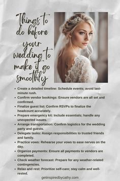 an advertisement with the words things to do before your wedding