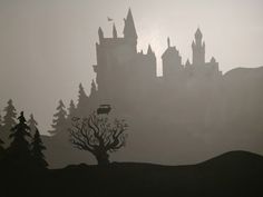 an image of a castle in the fog