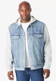 <div>All the best features of a hoodie and jean jacket together in your new favorite layer. This relaxed fitting hybrid jacket gives you that classic</div> Spring Denim Hooded Hoodie, Hooded Denim Jacket With Relaxed Fit, Medium Wash Hoodie With Pockets For Fall, Urban Denim Hoodie For Spring, Hooded Denim Jacket For Spring Streetwear, Spring Denim Hoodie With Pockets, Denim Outerwear With Drawstring Hood For Winter, Casual Denim Outerwear With Drawstring Hood, Casual Hooded Denim Jacket With Relaxed Fit