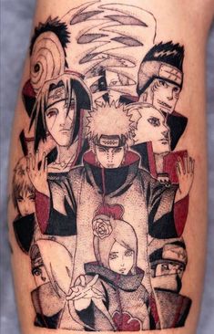 a tattoo with many different characters on it