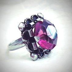 Stunning Vintage Mid-Century Modern Amethyst Sterling Silver Ring-Size 7. Hallmarked. Made In Mexico. Stone Measures Approximately .5" Round & .75" Deep. In Excellent Condition. Formal Ruby Ring With Stone Setting, Vintage Silver Rings With Gemstone Accents, Handmade Crystal Ring For Formal Occasions, Unique Amethyst Ring For Formal Occasions, Formal Silver Crystal Ring With Gemstone Accents, Vintage Purple, Jewelry Vintage, Midcentury Modern, Color Purple