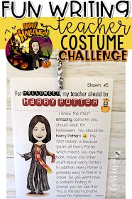 forkin4th: Paragraph Writing Movie Character Party, Movie Theme Birthday Party, College Halloween Party, Teacher Costumes, Halloween Writing