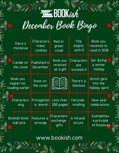 a christmas book bingo game with the words december, december and december