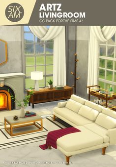 a living room filled with furniture and a fire place