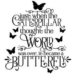 a quote that says, just when the caterpillar thought the world was over i'd become a butterfly