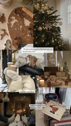 a collage of photos with christmas decorations