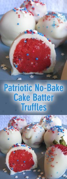 patriotic no - bake cake batter truffles