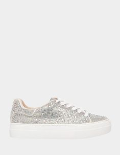 SIDNY RHINESTONES Lace Up Sneakers | Sparkly Rhinestone Sneakers – Betsey Johnson Bedazzled Sneakers, Sparkly Sneakers, Rhinestone Sneakers, Best Dress, Rhinestone Shoes, Belt Jewelry, Handcrafted Accessories, Lacing Sneakers, Platform Sneaker