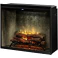 an open fire place with hot dogs in the front and flames on the back side