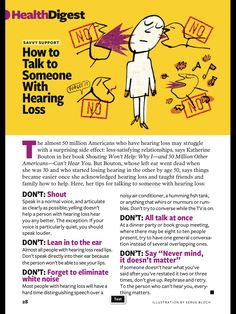 Talking to a person with hearing loss. Personally the worst one for me was when people would say, "oh, nevermind" or "oh nothing" when I lost my hearing prior to my brain surgery. -AudreyTerp Hearing Impaired Quotes, Hearing Loss Awareness, Deaf Ears Quotes, Hearing Loss Poster, Ringing Ears Remedy, Sense Of Hearing, Deaf Education, Communication Tips, Brain Surgery