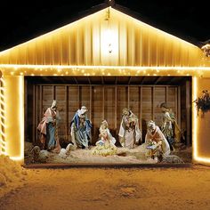 a nativity scene with the birth of jesus