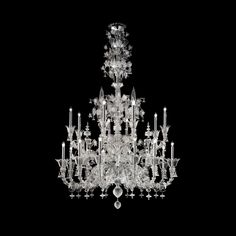 a large crystal chandelier on a black background