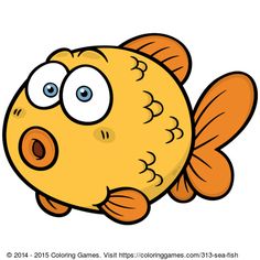 a cartoon goldfish with big eyes