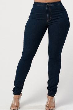 High rise & stretch Skinny fit - go up a size if thighs are bigger Dark blue denim washed Round back pockets Materials: 68% cotton, 9% rayon, 21% polyester, 2% spandex Dark Washed Jeans, Dark Blue Denim, Go Up, Washed Jeans, Dark Wash Jeans, High Waisted Denim, Denim Wash, Stretch Fabric, Blue Denim