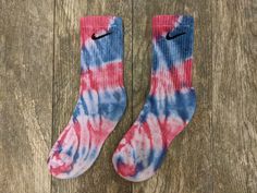 Red Cotton Socks For Spring, Handmade Pink Casual Socks, Nike Crew Socks, Tie Dye Socks, Nike Elite Socks, Nike Socks, Blue Dye, Nike Elite, Black Tie Dye