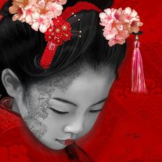 ♠ #FashionSerendipity #fashion #style #designer Fashion and Designer Style Flowers In Her Hair, Fairy Gardens, Japanese Culture, Shades Of Red, People Around The World, Asian Art