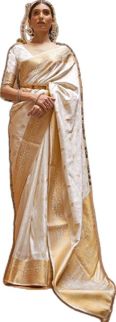 Traditional Drape Art Silk Blouse Piece In Cream, Off White Art Silk Saree With Traditional Drape, Off White Silk Saree For Festivals, Off White Raw Silk Saree With Traditional Drape, Elegant Off White Traditional Wear For Festivals, Off-white Silk Saree For Festivals, Traditional Drape Off White Art Silk Saree, Elegant Off-white Traditional Wear For Festivals, Traditional Drape Off-white Art Silk Saree