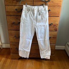 New With Tags! Never Worn And In Perfect Condition. These White Jeans Are Straight Leg, Ankle Length And High Rise. No Zipper But A Four Button Closure In The Front. Size Us 8 Ferrari Jacket, Ankle Length Jeans, Pleated Jacket, Zara White, Zara Jeans, Levi Jeans 501, Cycling Shorts, Low Rise Jeans, Cargo Jeans