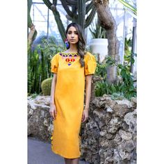 Sandhya's note Maya dress is a yellow cotton midi dress, it features appliqué embroidery at neck and gorgeous statement sleeves with artisanal tassel detail. Leisure fit. Model is 5.8 and wearing size Small Luxurious stretch cotton fabric This style fits true to size Care instructions Machine/hand wash inside out on cold, delicate cycle, hang dry Returns and more Custom size available on request. Length can be personalized as well Non-custom and unaltered dresses are returnable within 7days Ques Maya Dress, Appliqué Embroidery, Custom Made Prom Dress, Dress For, Dress Vacation, Stretch Cotton Fabric, Yellow Midi Dress, Statement Sleeves, Vacation Dress