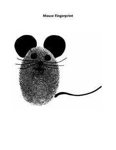 the mouse fingerprint has been drawn on it's face and is looking up