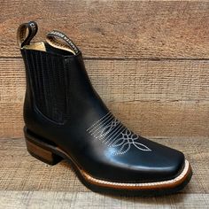 MENS Black Western LEATHER COWBOY Rodeo Square Toe Half Chelsea Boots Botines Vaqueros Est. 361 - Etsy Western Black Leather Chelsea Boots, Western Style Black Leather Chelsea Boots, Black Leather Western Chelsea Boots, Western Chelsea Boots With Reinforced Heel, Western Style Black Chelsea Ankle Boots, Western Style Chelsea Boots For Rodeo, Chelsea Boots For Western-themed Events With Leather Sole, Black Western Style Chelsea Ankle Boots, Leather Sole Chelsea Boots For Western-themed Events