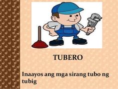 a cartoon character holding a wrench in front of a sign that says tubero