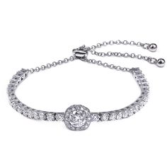 PRICES MAY VARY. This bracelet for women is made by 925 sterling silver, net weight 7.0g for the whole bracelet,excluding the diamonds. The silver bracelet is plated with 0.075μm thick of 18K real white gold,no fade and long color lasting. Silver bracelets for women are set with 1pcs*6.5mm + 32pcs*3mm + 16pcs*1.2mm DF color VVS clarity moissanite diamonds,total 4.35 carat,very sparkle and can attract the attention in the crowds. The length of this charm bracelets for women is 6.5-8.5 inch,adjust Bride Bracelet, Silver Bracelets For Women, Gems Bracelet, Bracelet I, Dainty Bracelets, Bracelets For Women, Diamond Bracelets, Sterling Silver Bracelet, Moissanite Diamonds