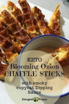 keto blooming onion chaffle sticks with smoky copycat dipping sauce