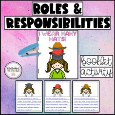 roles and repositions for students to use in their writing workbook, which includes pictures