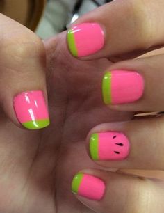 summer nail designs for short nails 2016 Cute Easy Nail Designs, Kids Nail Designs, Summer Nail Art, Cute Simple Nails, Geometric Nail, Diy Summer