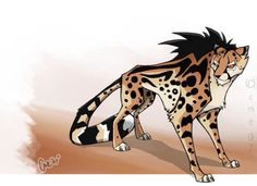 a drawing of a cheetah standing on its hind legs