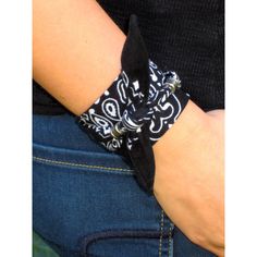 Black Wrap Bracelet Black Bracelet Bandana Bracelet Tie Bracelet... ($8) ❤ liked on Polyvore featuring jewelry, bracelets, hipster jewelry, bohemian jewelry, tie jewelry, boho chic jewelry and beaded jewelry Black Bandana Aesthetic, How To Wear Bandana, Bandana Armband, Bracelet Tie, Tie Jewelry, Hipster Jewelry, Boho Bangle