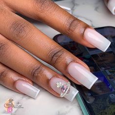 Nut White Nails With White Outline, Christmas Nails Stickers, Candy Nail Art, Peeps Candy, Bunny Peeps, Silver Gradient, Quick Nail, Tapered Square Nails, Milky Nails