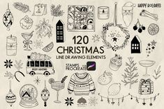 christmas line drawing elements are available for free