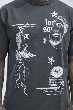 Available In Black. Crew Neck Short Sleeve Screen Print 100% Cotton Imported | Mens Lost Souls Need Redemption Short Sleeve Tee Shirt in Black size XL by Fashion Nova Lost Souls, Street Style Outfits Men, Black Graphic Tees, Lost Soul, Tee Shirt Print, Outfits Men, Street Style Outfit, Mens Graphic Tee, Style Outfits