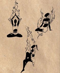 three silhouettes of women doing yoga poses