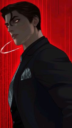 a young man in a black suit and red background with the word star trek written on it