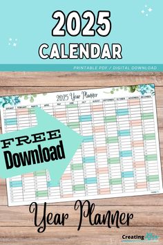 the free printable planner is shown on a wooden table with text overlay that reads,