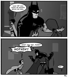 batman and catwoman talking to each other in the dark knight comic strip, with caption