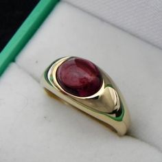 AAA Red Tourmaline cabochon   9x7mm  2.16 Carats   14k yellow gold ring  8 grams 0144 MMMM Red Tourmaline, Ring Stack, Ancient Jewelry, Types Of Gemstones, Minimal Jewelry, Yellow Gold Ring, Favorite Rings