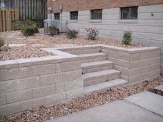 the steps are made out of concrete blocks